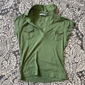 Green collared tee